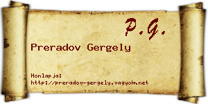 Preradov Gergely névjegykártya